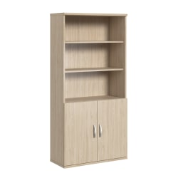 Bush Business Furniture Studio C Tall 73"H 5-Shelf Bookcase With Doors, Natural Elm, Standard Delivery