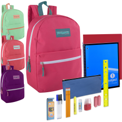 Trailmaker Backpack And 20-Piece School Supply Set, 4 Assorted Colors, Pack Of 24 Sets
