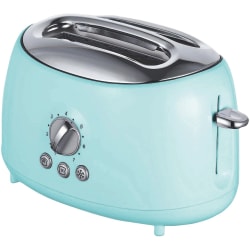 Brentwood TS-270BL Cool Touch 2-Slice Extra Wide Slot Retro Toaster, Blue - 800 W - Toast, Bagel, Waffle, Browning, Defrost, Reheat - Blue, Silver
