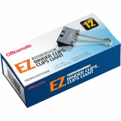 Officemate Binder Clip, Medium - Medium - 4.8" Length x 2.4" Width - 0.63" Size Capacity - for Binder - 12 / Box - Gray