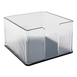 Realspace® Lucenti Acrylic Memo Holder, 2-1/16"H x 3-5/16"W x 3-5/16"D, Clear/Black
