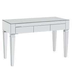 SEI Furniture Darien Mirrored 3-Drawer 47"W Writing Desk, Matte Silver