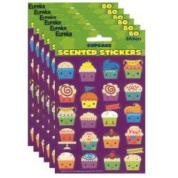 Eureka Scented Stickers, Cupcake, 80 Stickers Per Pack, Set Of 6 Packs