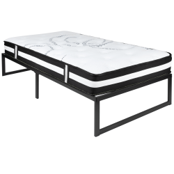 Flash Furniture 14" Metal Platform Bed Frame With 12" Pocket Spring Mattress, Twin, Black