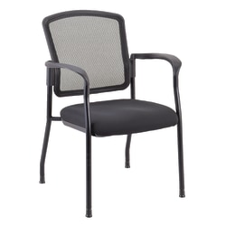 WorkPro® Spectrum Series Mesh/Fabric Stacking Guest Chair, With Arms, Black, Set Of 2 Chairs, BIFMA Compliant