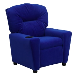 Flash Furniture Contemporary Kids Microfiber Recliner Accent Chair With Cup Holder, Blue