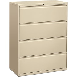 HON® 800 20"D Lateral 4-Drawer File Cabinet With Lock, Putty