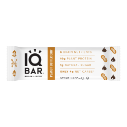 IQ BAR Brain Fuel Protein Bars, Peanut Butter Chip, 1.6 Oz, Box Of 24 Bars