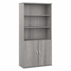 Bush Business Furniture Hybrid 73"H 5-Shelf Bookcase With Doors, Platinum Gray, Standard Delivery