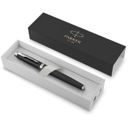 Parker® IM Rollerball Pen, Fine Point, 0.5 mm, Matte Black/Chrome Barrel, Black Ink