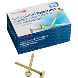 OIC® Brass-Plated Round Head Paper Fasteners, 2", Brass, Box Of 100