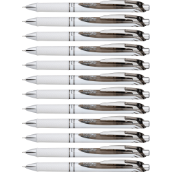 Pentel® EnerGel® Pearl Liquid Gel Pens, Pack Of 12, Fine Point, 0.5 mm, Pearl White Barrel, Black Ink