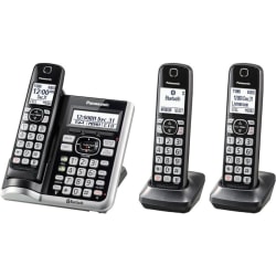 Panasonic® Link2Cell DECT 6.0 Cordless Telephone With Answering Machine And Dual Keypad, 3 Handsets, KX-TGF573S