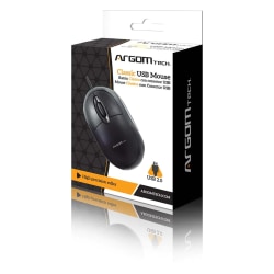 Argom Tech Classic Wired USB Mouse, Full Size, Black, A00085