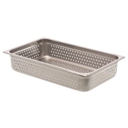 Hoffman Tech Browne Stainless Steel Steam Table Pans, Perforated, Full Size, Silver, Pack Of 12 Pans