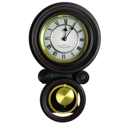 Bedford Clocks Wall Clock, 16-1/2"H x 9-3/4"W x 4"D, Black Oak