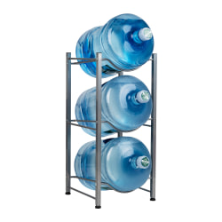 Mind Reader 5 Gallon Water Jug Stand Metal 3 Tier Water Cooler Stand, 28-3/4"H x 13 1/2"W x 13 1/2"D, Silver