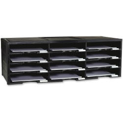 Storex 12-compartment Organizer - 6000 x Sheet - 12 Compartment(s) - 9.50" x 12" - 10.5" Height x 14.1" Width31.4" Length - 100% Recycled - Black - Polystyrene - 1 Each