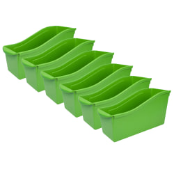Storex Large Book Bins, 12"H x 5-1/4"W x 7"D, Green, Pack Of 6 Bins