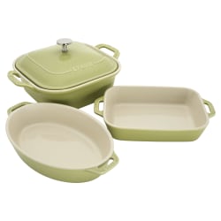 Staub Ceramic 4-Piece Ceramic Mixed Baking Pan Set With Lid, Light Green