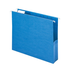 Smead® Hanging File Pocket With Tab, 2" Expansion, 1/5-Cut Adjustable Tab, Letter Size, Sky Blue, Box of 25