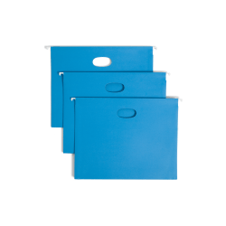 Smead® Hanging File Pocket With Tab, 3" Expansion, 1/5-Cut Adjustable Tab, Letter Size, Sky Blue, Box of 25