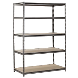 Edsal Muscle Rack™ Heavy Duty Boltless Steel Shelving Unit, 5-Shelf, 72"H x 48"W x 24"D, Silver