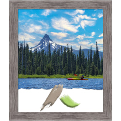 Amanti Art Picture Frame, 23" x 27", Matted For 20" x 24", Pinstripe Plank Gray Narrow