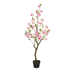 Nearly Natural Cherry Blossom 48"H Artificial Plant With Planter, 48"H x 18"W x 18"D, Pink/Black