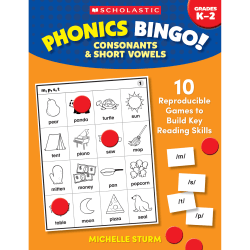 Scholastic Teaching Solutions Phonics Bingo Activity Book, Consonants & Short Vowels, Kindergarten to Grade 2