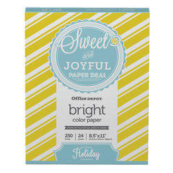 Office Depot® Bright Color Copy Paper, Yellow, Letter (8.5" x 11"), 250 Sheets Per Pack, 24 Lb