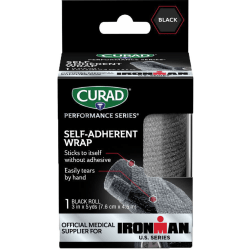 CURAD® IRONMAN Performance Series Self-Adherent Wrap, 3" x 5 Yd., Black, Case Of 24 Boxes