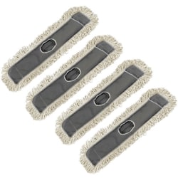 Alpine Industries 24" Cotton Dry Dust Mop Replacement Heads, Gray, Pack Of 4 Heads