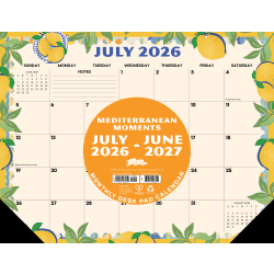 Willow Creek Press Academic Monthly Desk Pad Calendar, 17" x 12", Mediterranean Moments, July 2026 - June 2027, Total Qty 1