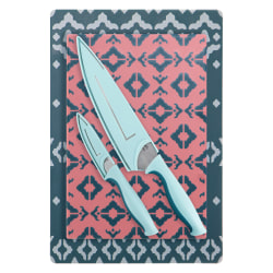 Spice by Tia Mowry Savory Saffron 6-Piece Knife And Cutting Board Set, Blue/Pink