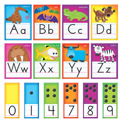 TREND Awesome Animals Manuscript Alphabet Bulletin Board Set, 6 1/2" x 8 1/2", Multicolor, Pre-K - Grade 2