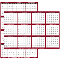 2024-2025 SwiftGlimpse Academic Daily/Yearly Wall Calendar, 24" x 36". Maroon, July 2024 To June 2025, SG 2024 ACA MAR