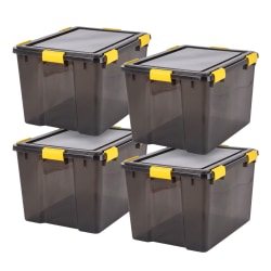 IRIS Plastic Storage Bins with Sealed Lids, 19-Gallon, Black, Total Qty 4