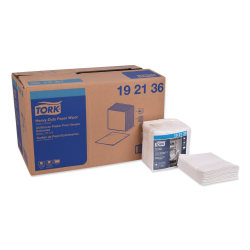 Tork Heavy-Duty 1/4 Fold Paper Wipers, 13" x 12-1/2", White, 56 Wipers Per Box, Pack Of 16 Boxes