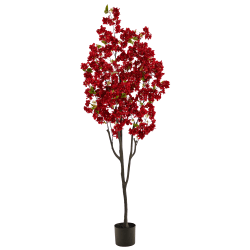 Nearly Natural Cherry Blossom 72"H Artificial Tree With Planter, 72"H x 31"W x 10"D, Red/Black