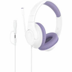 Belkin SoundForm Inspire Wired Over-Ear Headset for Kids - Stereo - Mini-phone (3.5mm), USB Type C - Wired - Over-the-ear, Over-the-head - Binaural - Circumaural - 4 ft Cable - Lavender, White