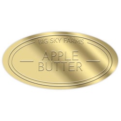 Custom Blind-Embossed Labels And Stickers, Foil Stock, 1" x 2" Oval, Box Of 500 Labels