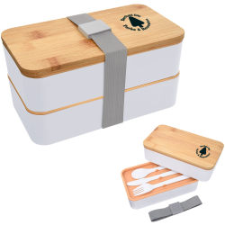 Custom Promotional Stackable Bento Lunch Set, 4-1/8" x 7-1/4", Assorted Colors