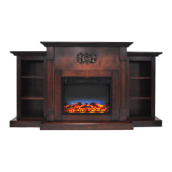 Cambridge® Sanoma Electric Fireplace With Built-In Bookshelves And Multicolor LED Flame Display, Mahogany