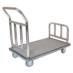Hospitality 1 Source Utility Bellman's Cart, 37"H x 43"W x 25"D, Gray Carpet/Silver