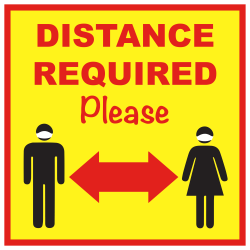 Alliance Social Distance Floor Graphics, 12", Yellow, Distance Required, Set Of 25 Graphics