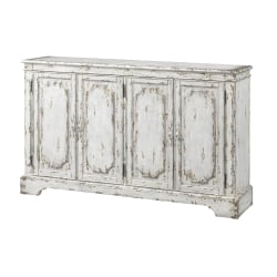 Coast to Coast Frost Distressed Finish Sideboard Credenza With 4 Doors, 40"H x 65"W x 15"D, Olivia Aged Cream