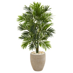 Nearly Natural Areca Palm 48"H Artificial Tree With Planter, 48"H x 26"W x 26"D, Green/Sand