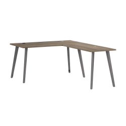 WorkPro Motiva 60"W Modern L-Shaped Office Desk With Metal Legs, Modern Hickory, Installation Included