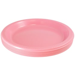 JAM PAPER Round Plastic Party Plates, Medium, 9 inch, Baby Pink Pastel, 20/Pack